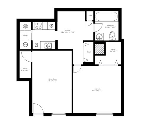 A black and white image of a floor plan for a house.
